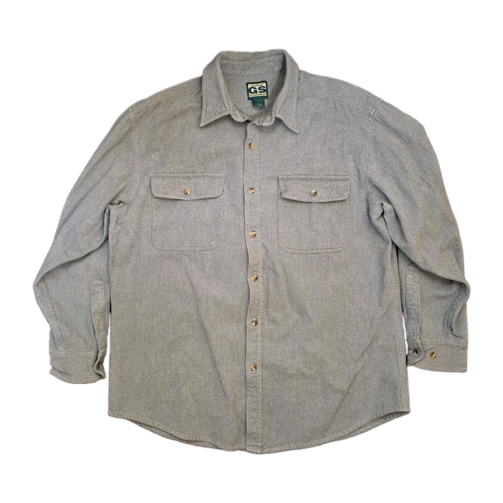 Gander Mountain Guide Series Large Grey Chamois Flannel Button Up Shirt Mens
